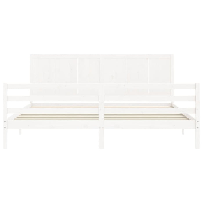 Massivholzbett mit Kopfteil Weiß 200x200 cm
