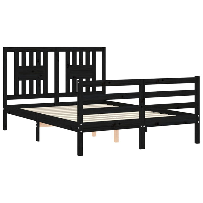 Massivholzbett mit Kopfteil Schwarz