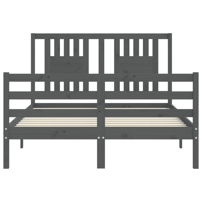 Massivholzbett mit Kopfteil Grau 140x190 cm