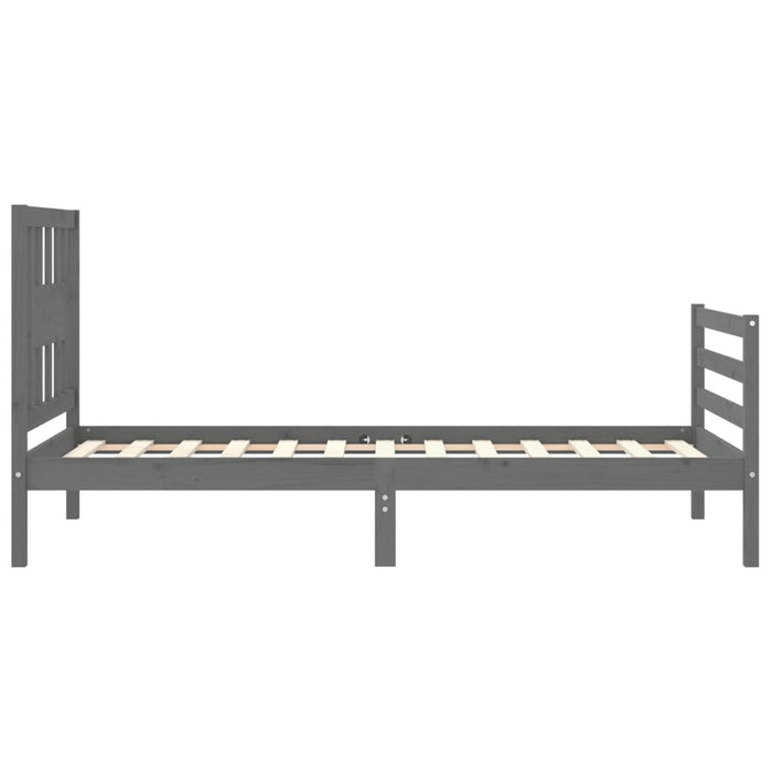 Massivholzbett mit Kopfteil Grau 100x200 cm