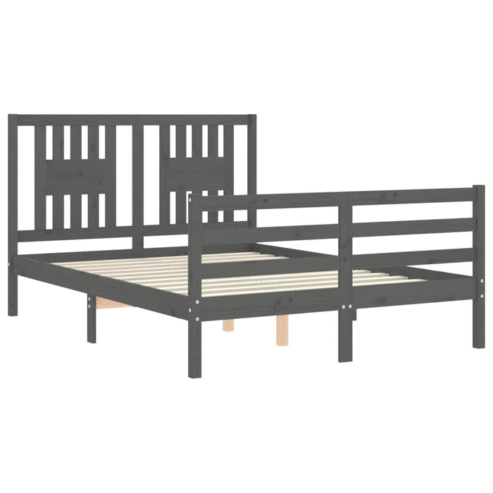 Massivholzbett mit Kopfteil Grau 120x200 cm