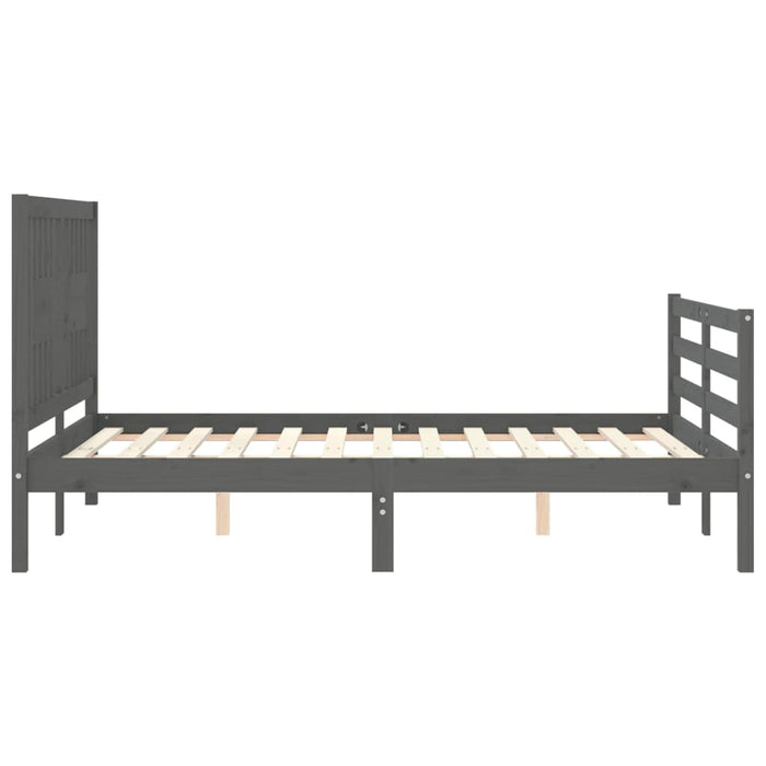 Massivholzbett mit Kopfteil Grau 140x200 cm