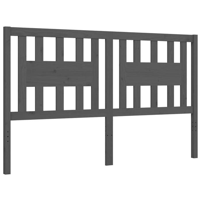 Massivholzbett mit Kopfteil Grau