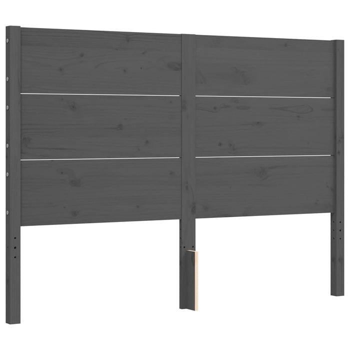 Massivholzbett mit Kopfteil Grau