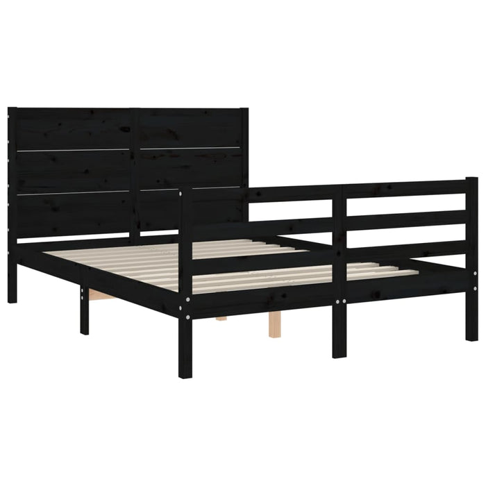 Massivholzbett mit Kopfteil Schwarz