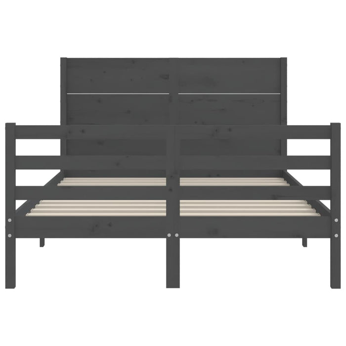 Massivholzbett mit Kopfteil Grau 140x190 cm