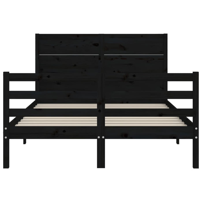 Massivholzbett mit Kopfteil Schwarz 140x190 cm