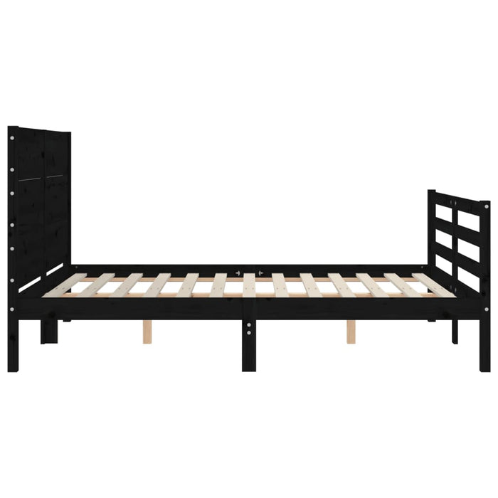 Massivholzbett mit Kopfteil Schwarz 140x190 cm