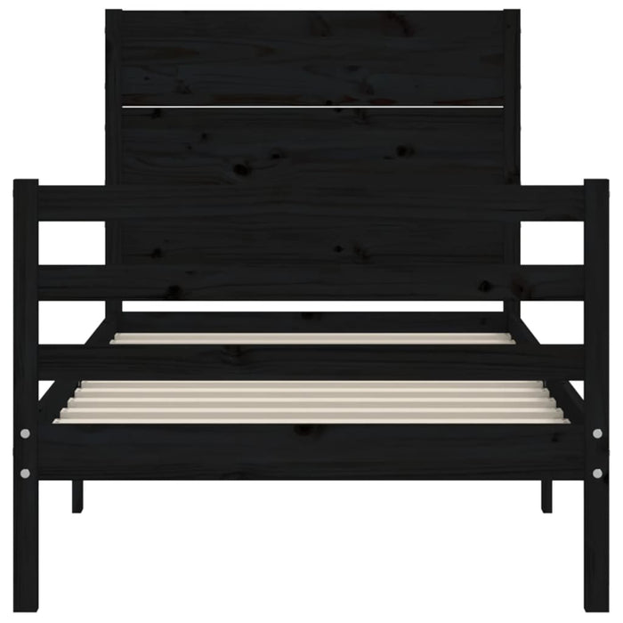 Massivholzbett mit Kopfteil Schwarz 90x200 cm