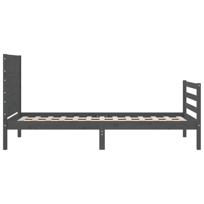 Massivholzbett mit Kopfteil Grau 100x200 cm