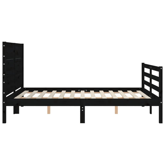Massivholzbett mit Kopfteil Schwarz 120x200 cm