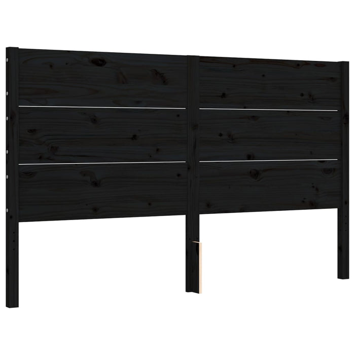 Massivholzbett mit Kopfteil Schwarz 160x200 cm