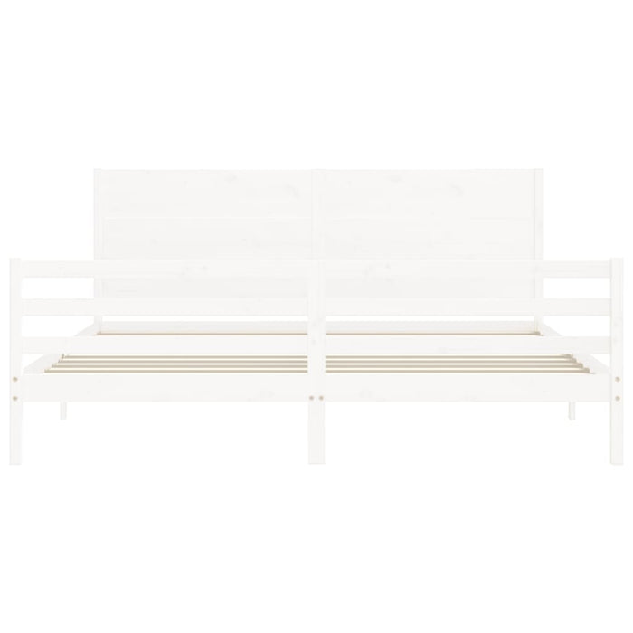 Massivholzbett mit Kopfteil Weiß 200x200 cm