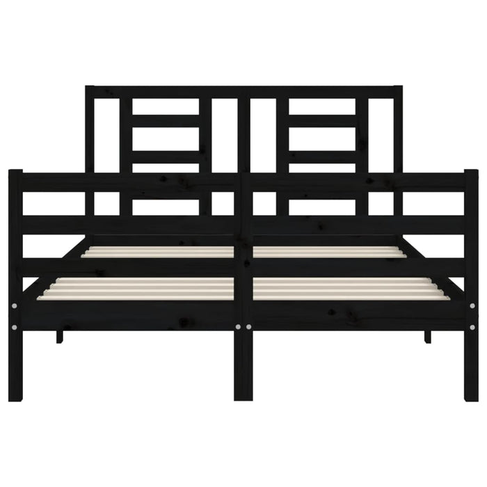 Massivholzbett mit Kopfteil Schwarz