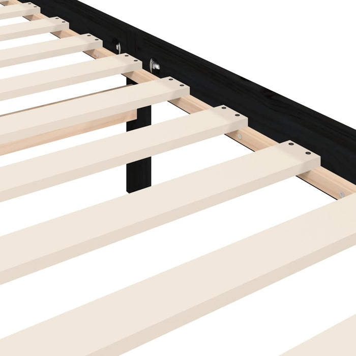 Massivholzbett mit Kopfteil Schwarz