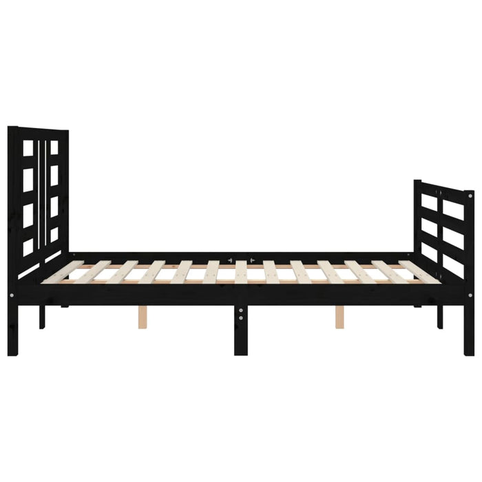 Massivholzbett mit Kopfteil Schwarz 140x190 cm