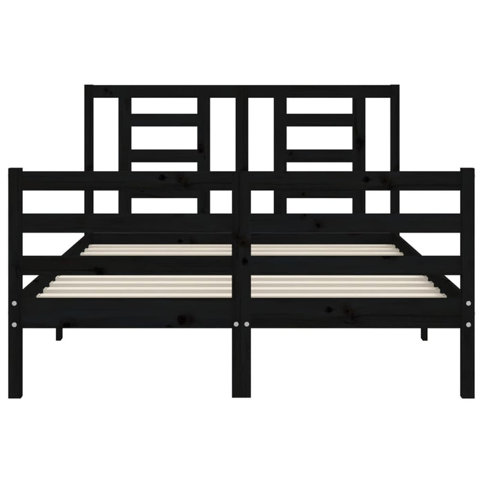 Massivholzbett mit Kopfteil Schwarz 120x200 cm