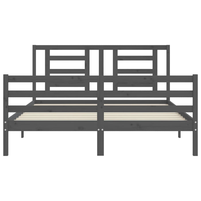 Massivholzbett mit Kopfteil Grau 160x200 cm