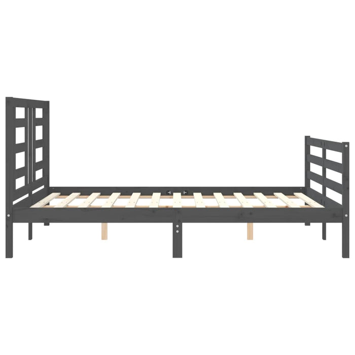 Massivholzbett mit Kopfteil Grau 160x200 cm