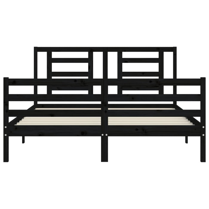 Massivholzbett mit Kopfteil Schwarz 160x200 cm