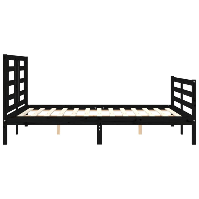 Massivholzbett mit Kopfteil Schwarz 160x200 cm