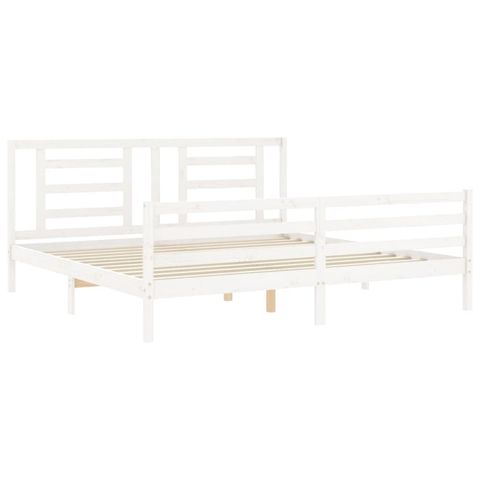 Massivholzbett mit Kopfteil Weiß 200x200 cm