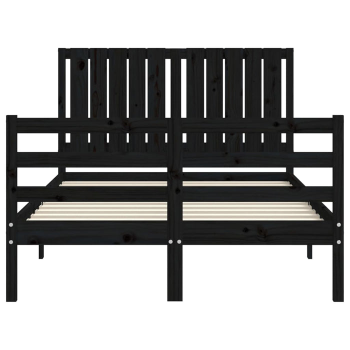 Massivholzbett mit Kopfteil Schwarz