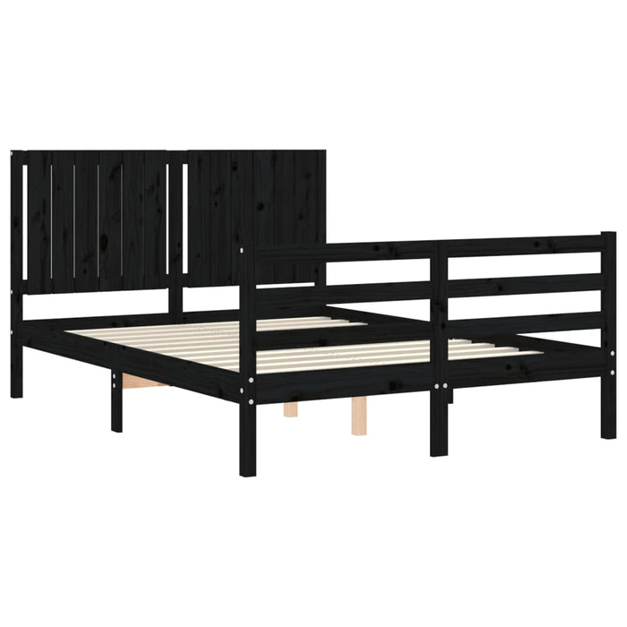 Massivholzbett mit Kopfteil Schwarz 140x190 cm