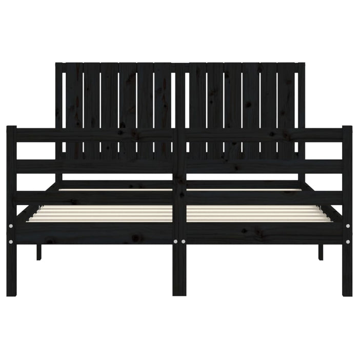 Massivholzbett mit Kopfteil Schwarz 140x190 cm