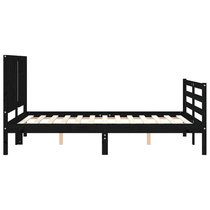 Massivholzbett mit Kopfteil Schwarz 140x190 cm