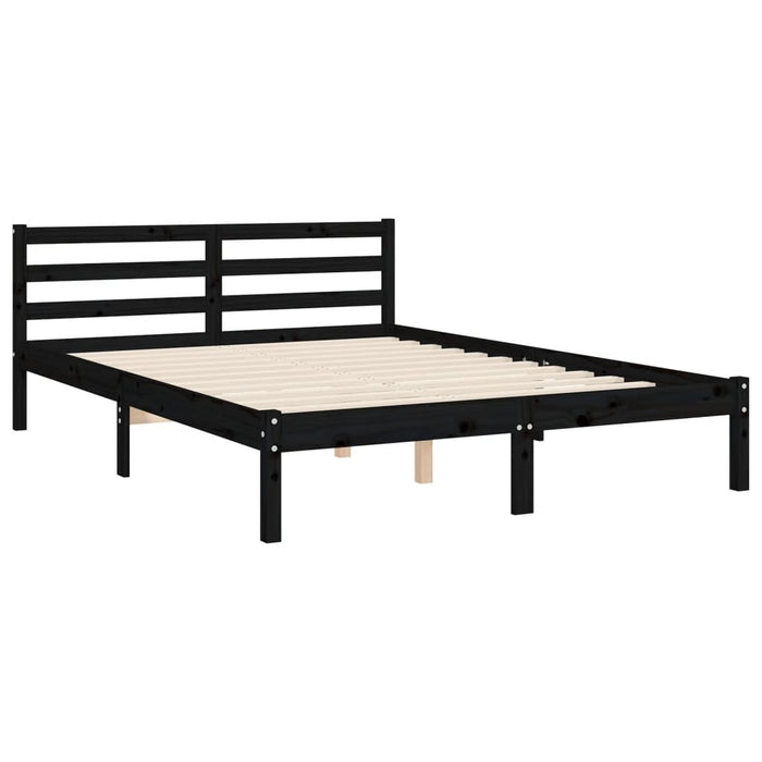 Massivholzbett mit Kopfteil Schwarz 140x190 cm