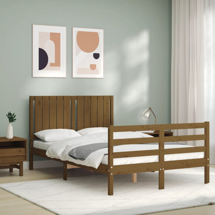 Massivholzbett mit Kopfteil Honigbraun 120x200 cm