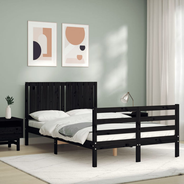 Massivholzbett mit Kopfteil Schwarz 120x200 cm