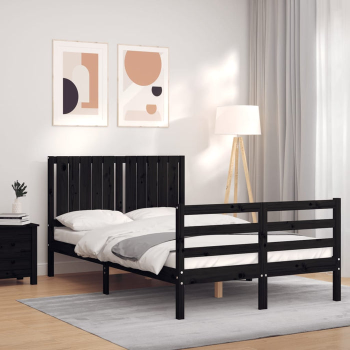 Massivholzbett mit Kopfteil Schwarz 120x200 cm