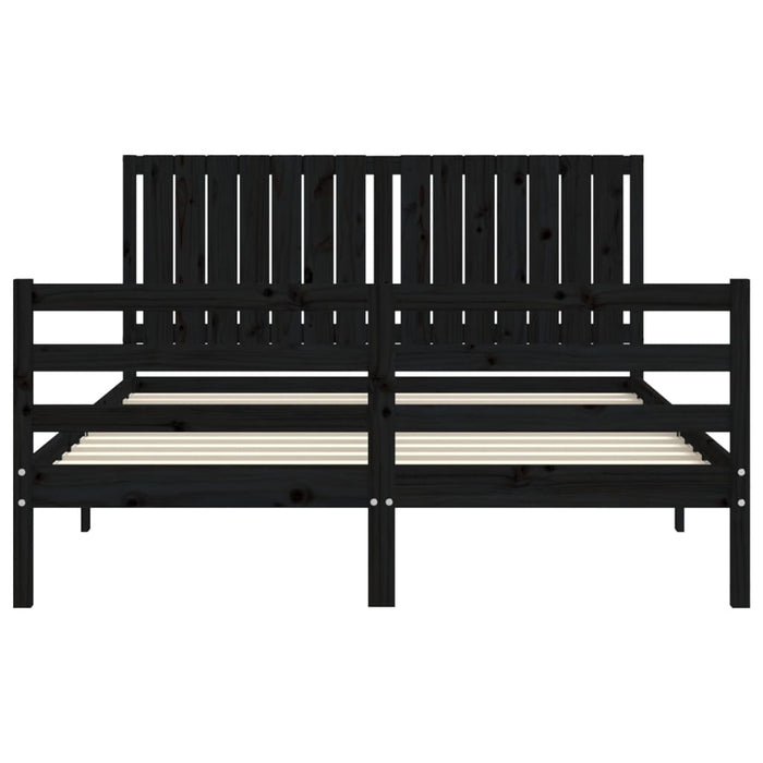 Massivholzbett mit Kopfteil Schwarz