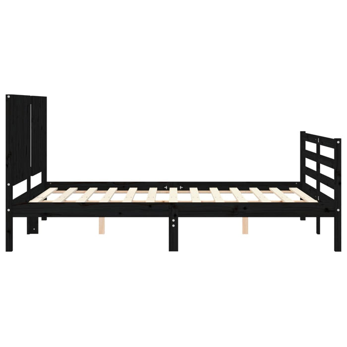 Massivholzbett mit Kopfteil Schwarz