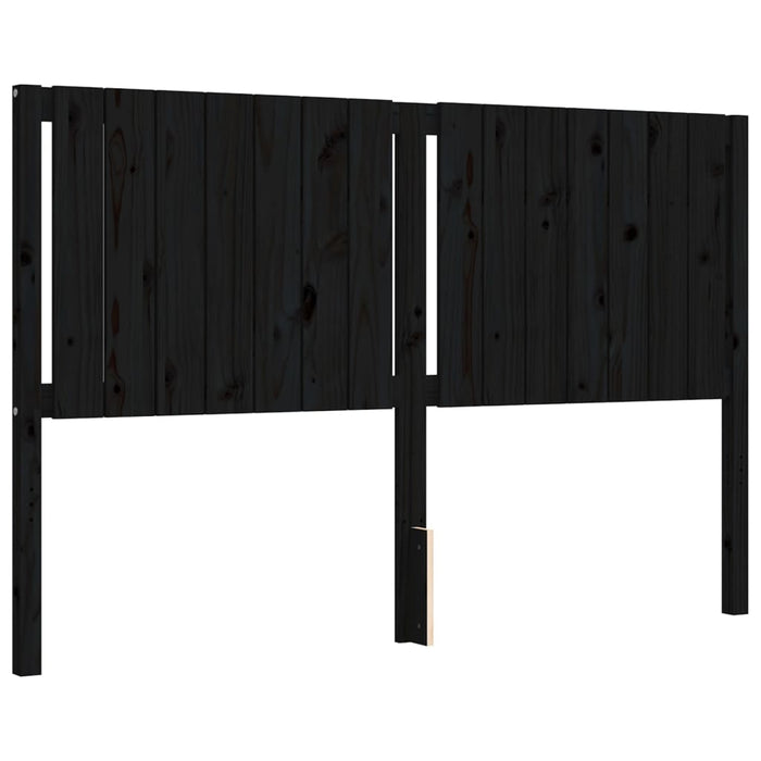 Massivholzbett mit Kopfteil Schwarz