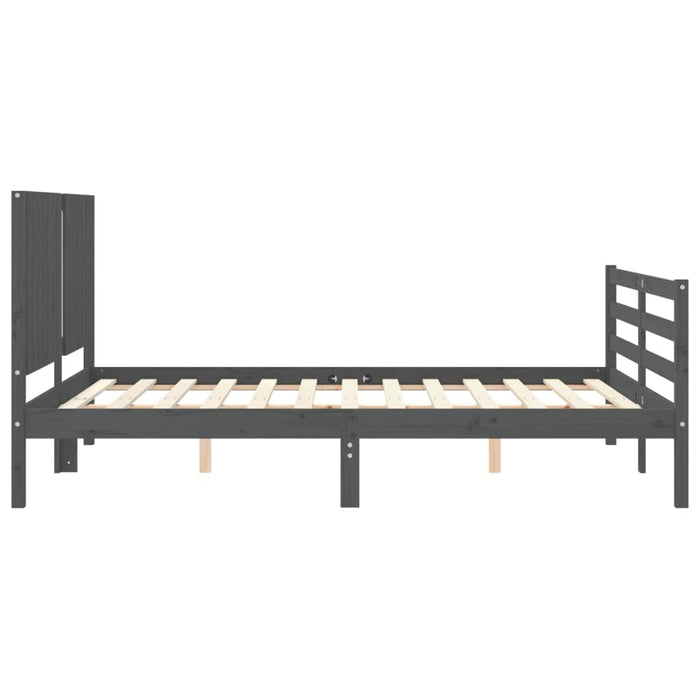 Massivholzbett mit Kopfteil Grau 160x200 cm