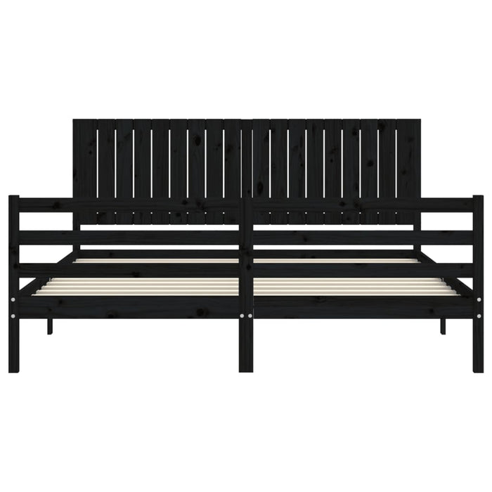 Massivholzbett mit Kopfteil Schwarz