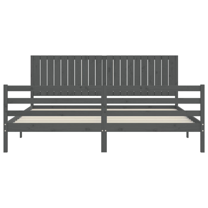 Massivholzbett mit Kopfteil Grau 200x200 cm
