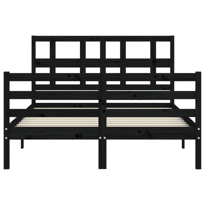 Massivholzbett mit Kopfteil Schwarz