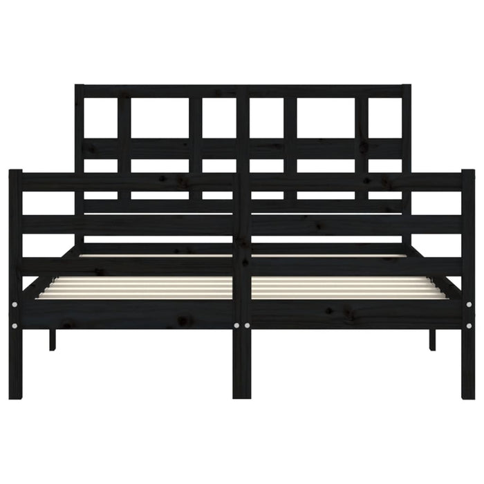 Massivholzbett mit Kopfteil Schwarz 140x190 cm