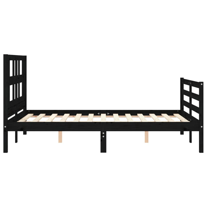 Massivholzbett mit Kopfteil Schwarz 140x190 cm