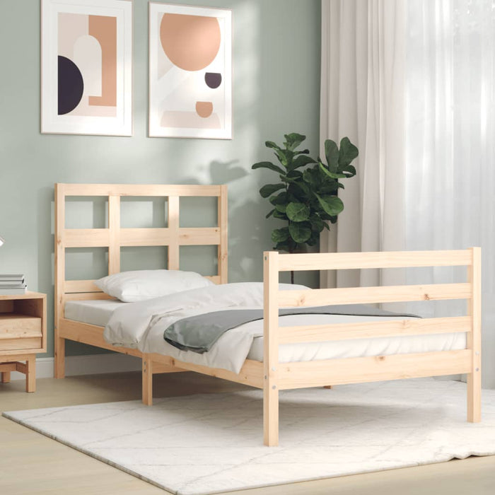 Massivholzbett mit Kopfteil 100x200 cm