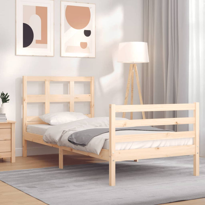 Massivholzbett mit Kopfteil 100x200 cm