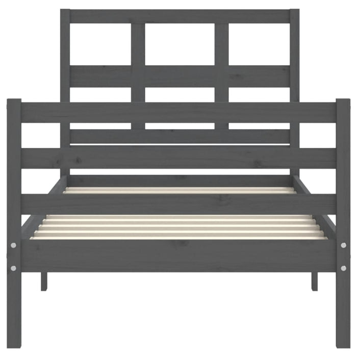 Massivholzbett mit Kopfteil Grau 100x200 cm