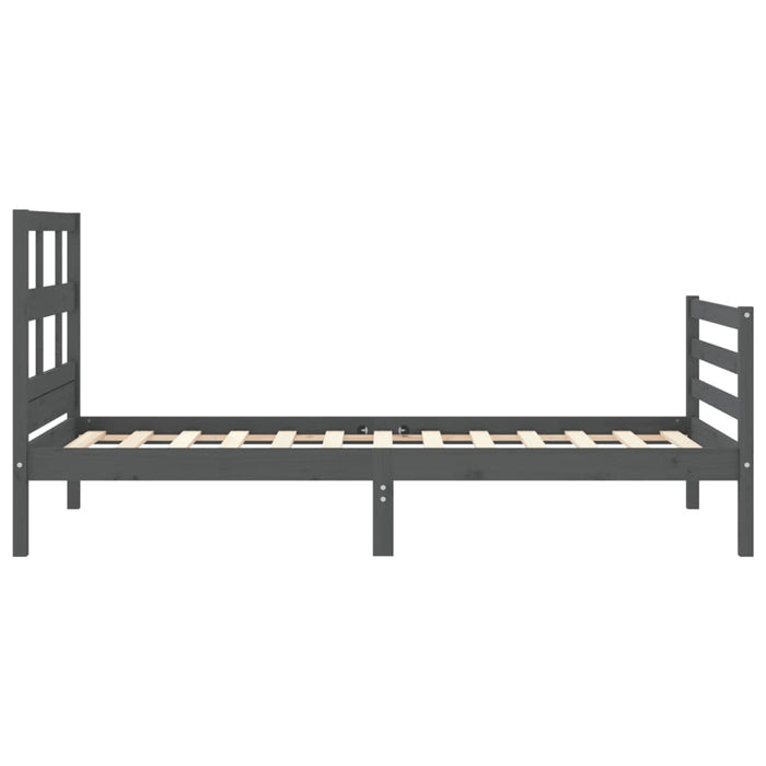 Massivholzbett mit Kopfteil Grau 100x200 cm