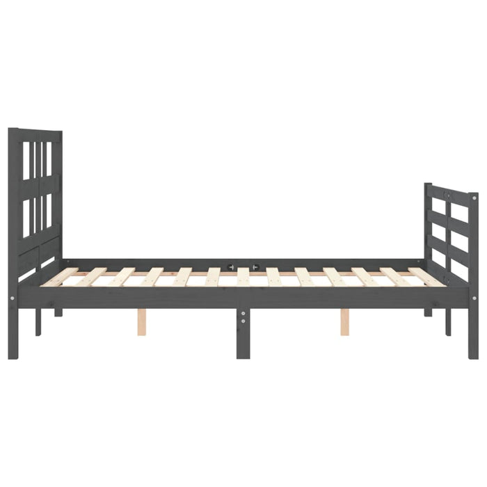 Massivholzbett mit Kopfteil Grau 120x200 cm