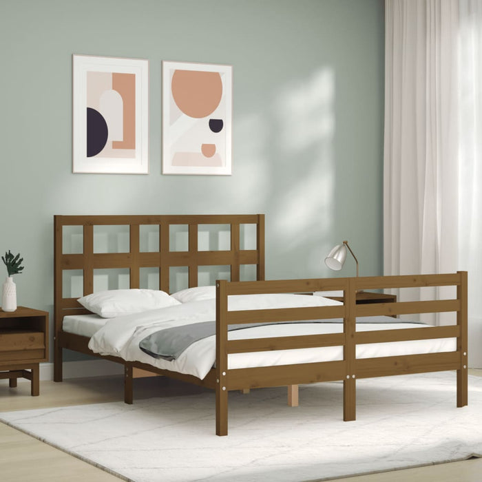 Massivholzbett mit Kopfteil Honigbraun 120x200 cm