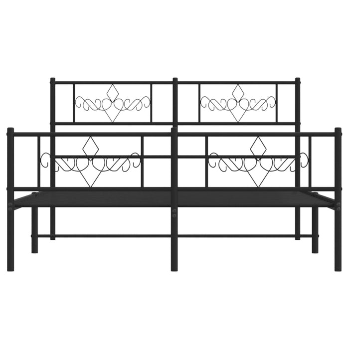 Bettgestell mit Kopf- und Fußteil Metall Schwarz 150x200 cm